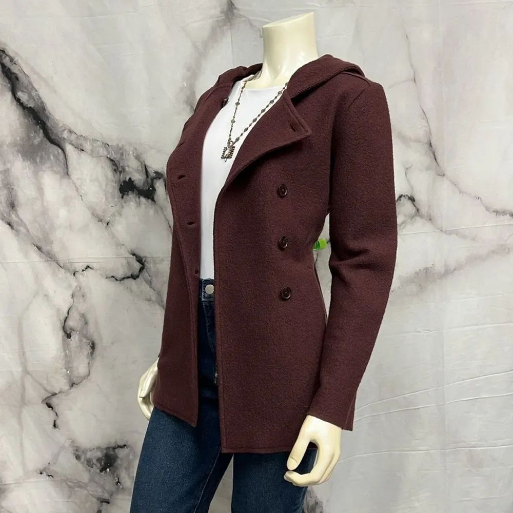 * Garnet Hill plum boiled wool jacket - Picture 5 of 8